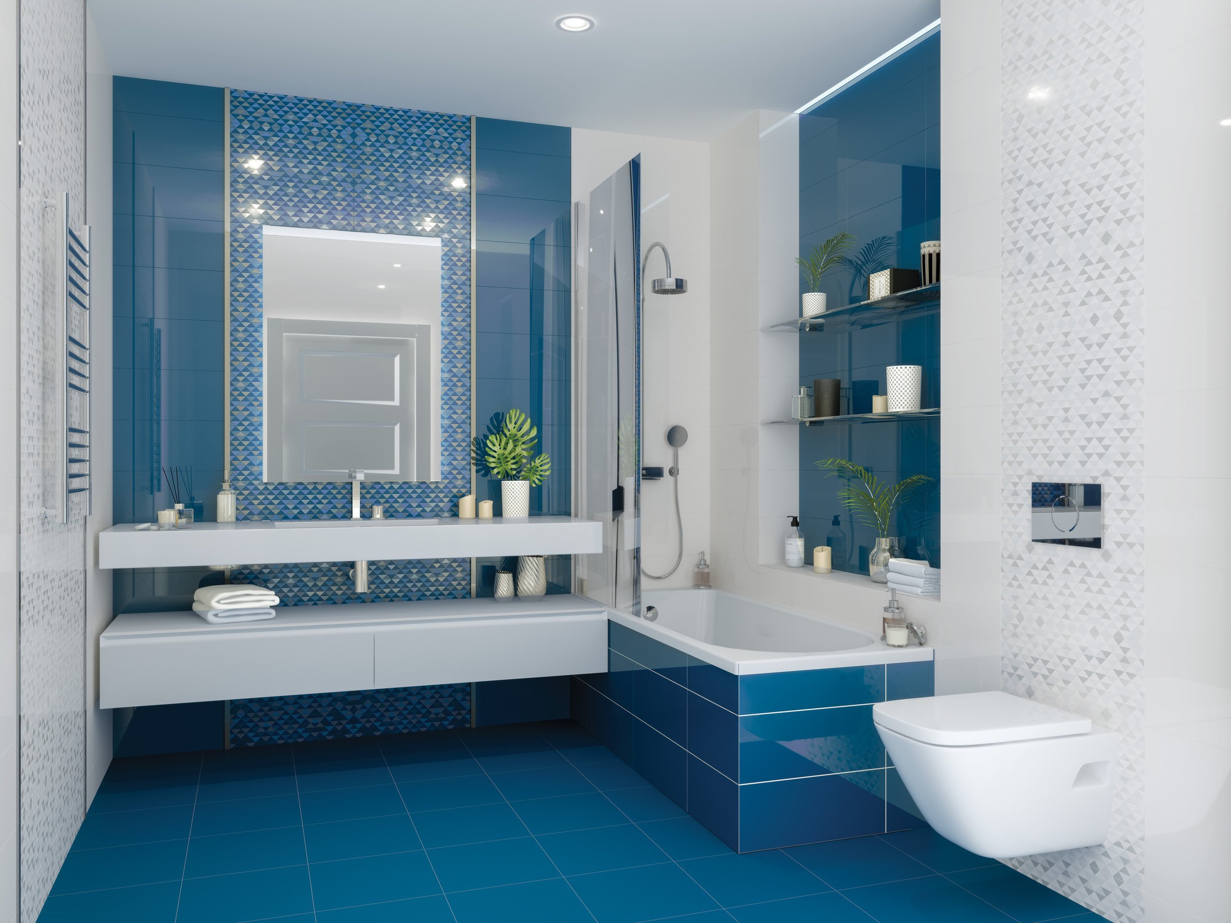 ванная комната синего цвета дизайн фото